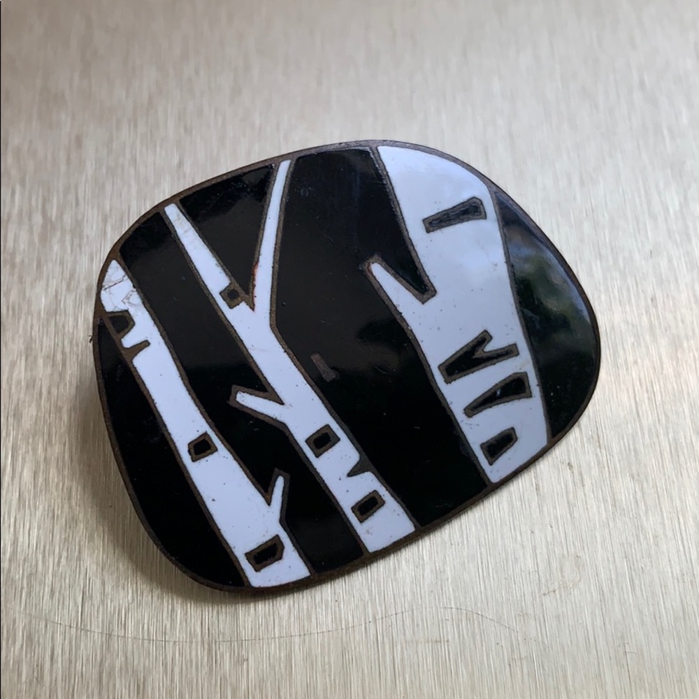 Vintage antique Birch Tree enamel pin mid century Scandinavian Design